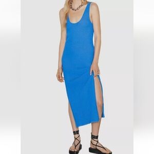 FRAME Blue Crochet Midi Dress Size SM